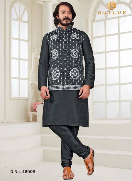 Gray New Exclusive Festive Wear Kurta Pajama With Jacket Mens Collection 46008